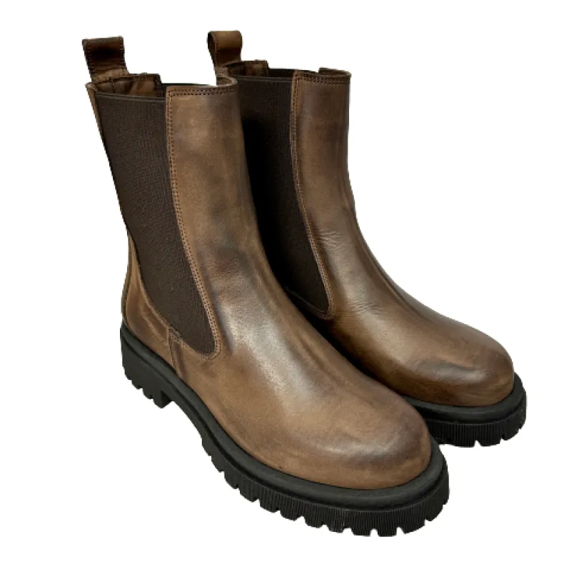 Handcrafted Beatles In Brushed Dark Brown Leather