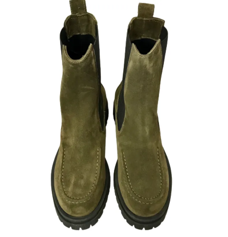 Handcrafted Beatles In Green Suede
