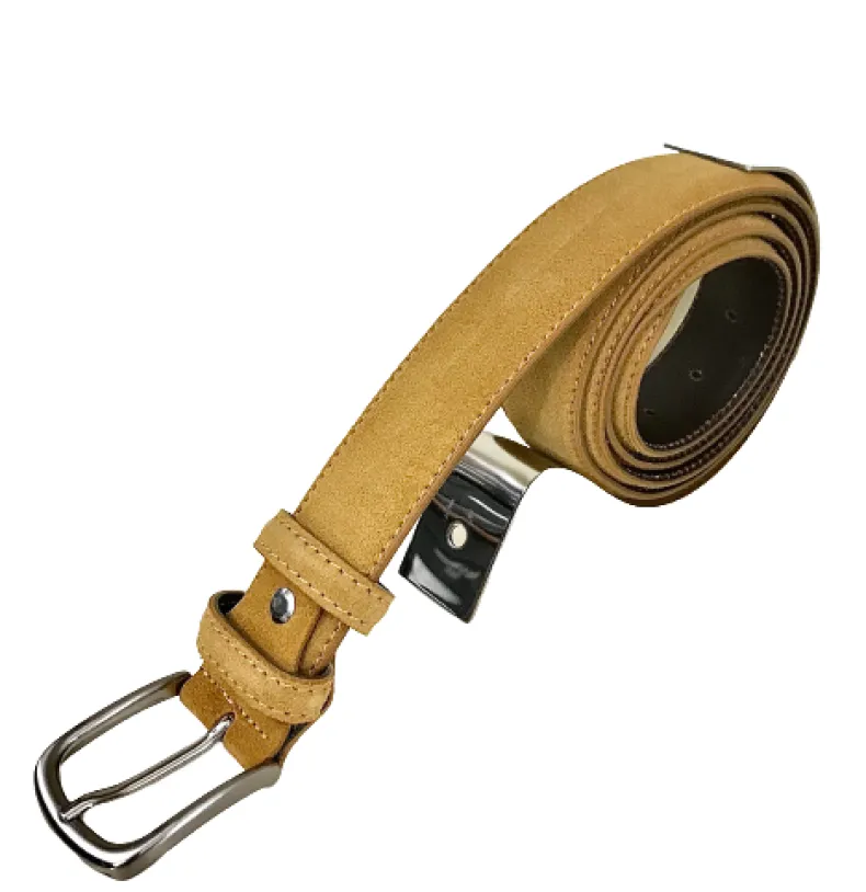 Handcrafted Belt In 9000 Ocher Suede