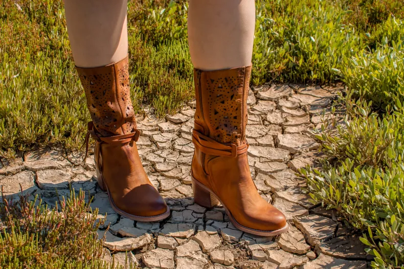 Handcrafted Boot In Lasered Nubuck Leather