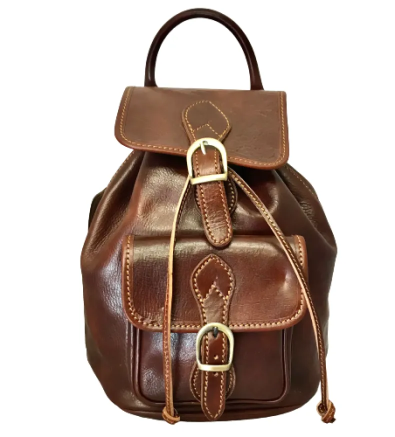 Handcrafted Dark Brown Bucket Backpack