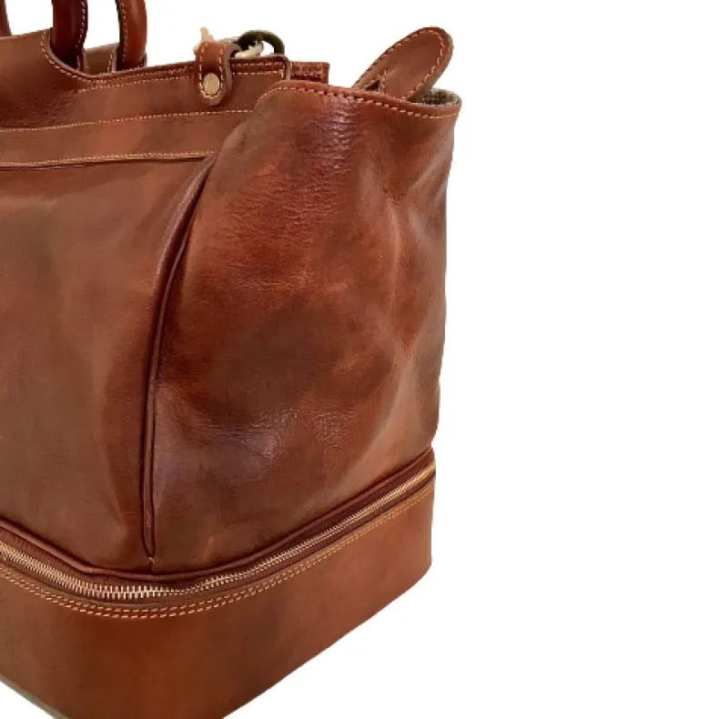 Handcrafted Duffel Bag With Rigid Compartment