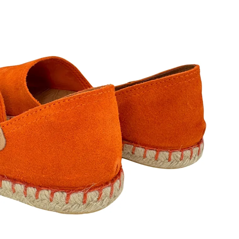 Handcrafted Espadrilles In Dark Orange Verbenas Suede