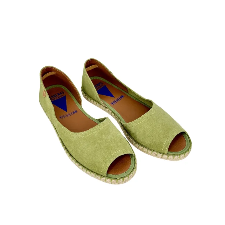 Handcrafted Espadrilles In Sage Green Verbenas Suede