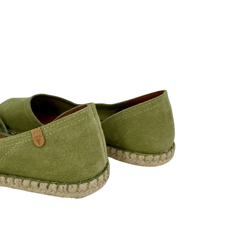 Handcrafted Espadrilles In Sage Green Verbenas Suede