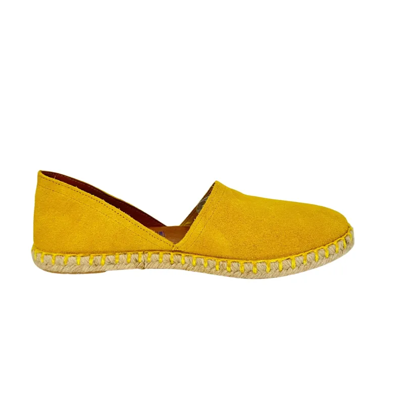 Handcrafted Espadrilles In Yellow Verbenas Suede