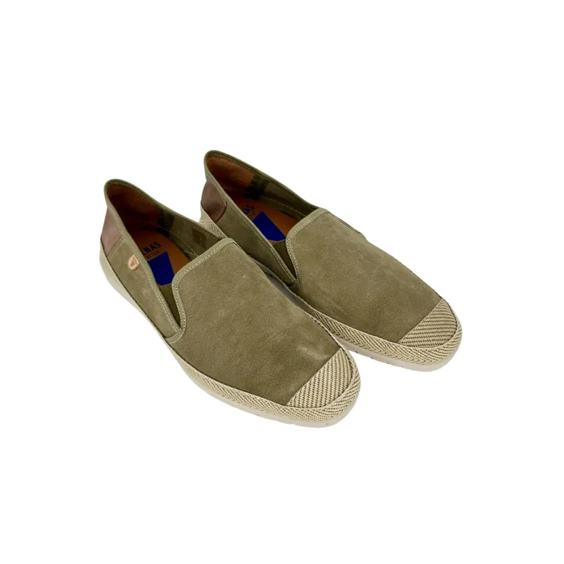 Handcrafted Espadrilles In Khaki Verbenas Suede And Leather