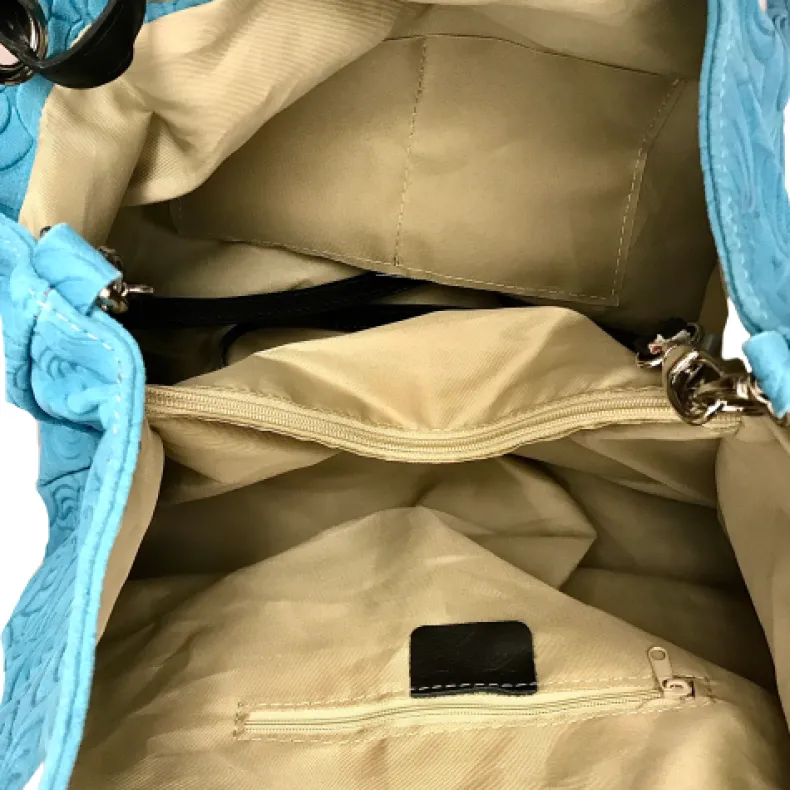 Handcrafted Leather Bag With Floral Decoration