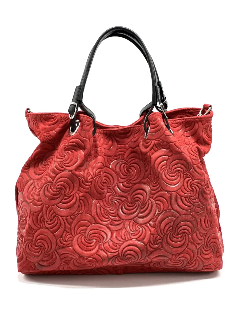 Handcrafted Leather Bag With Floral Decoration