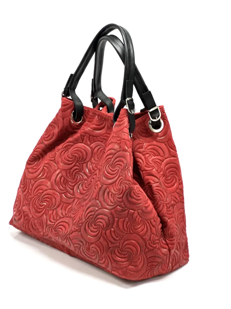 Handcrafted Leather Bag With Floral Decoration