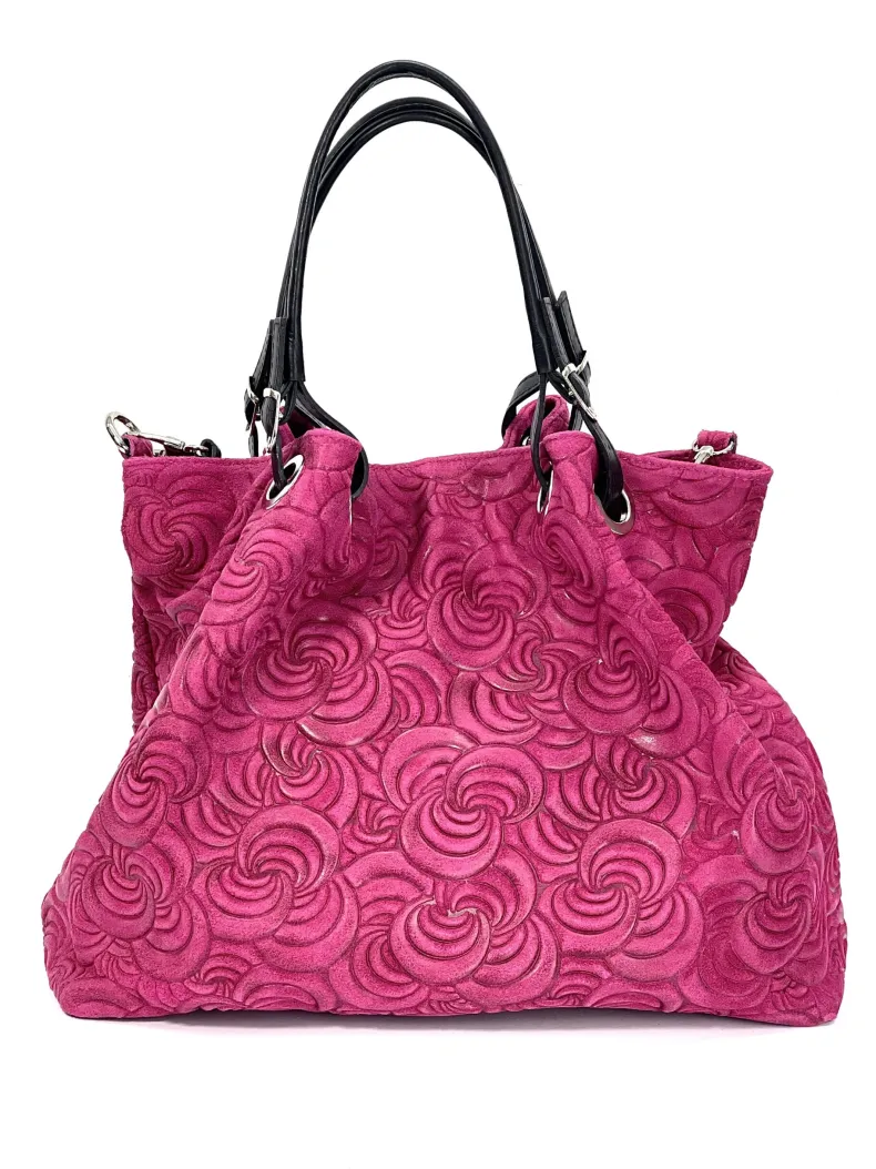 Handcrafted Leather Bag With Floral Decoration