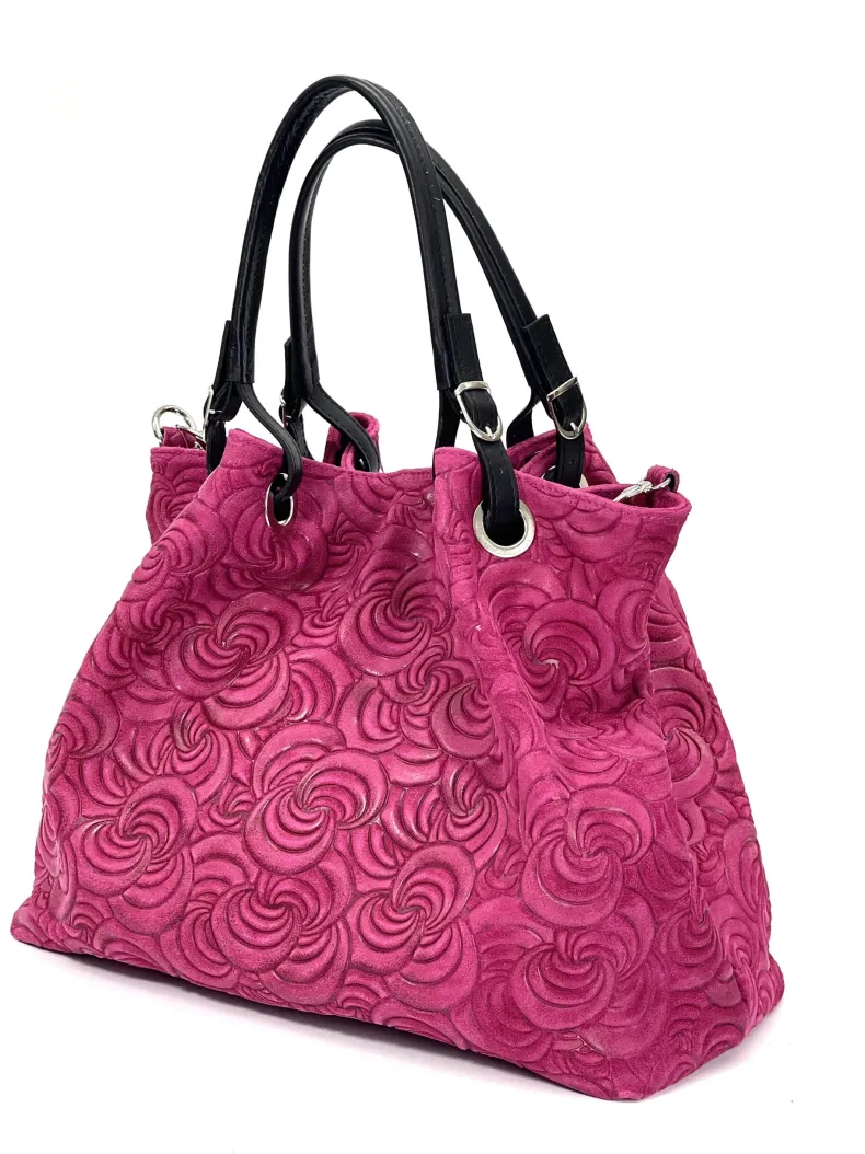 Handcrafted Leather Bag With Floral Decoration