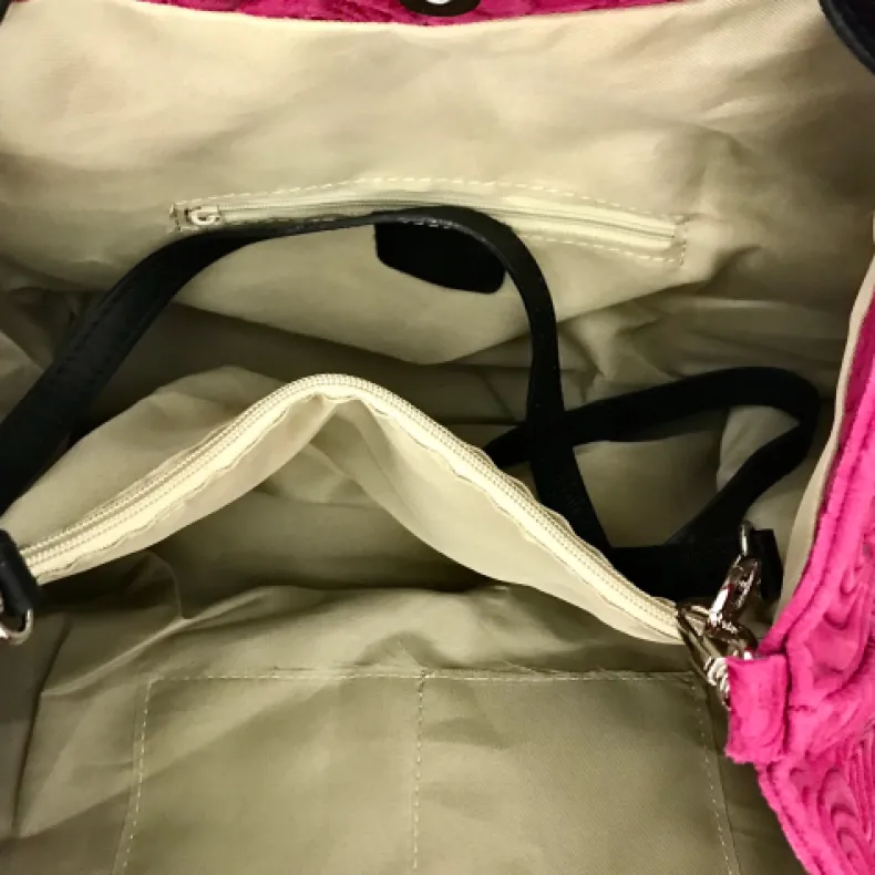 Handcrafted Leather Bag With Floral Decoration