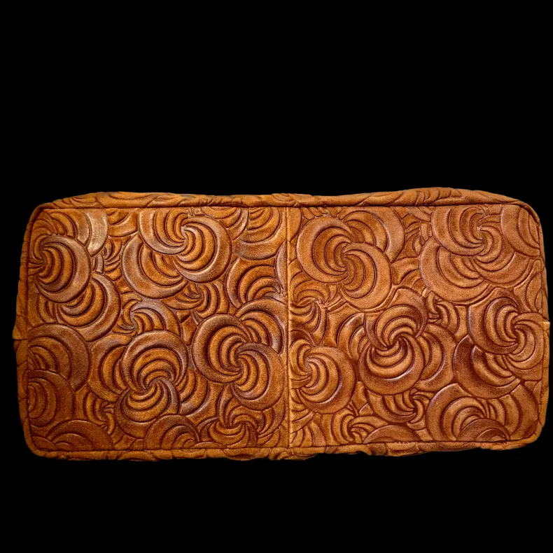 Handcrafted Leather Bag With Floral Decoration