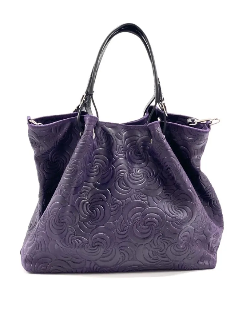 Handcrafted Leather Bag With Floral Decoration