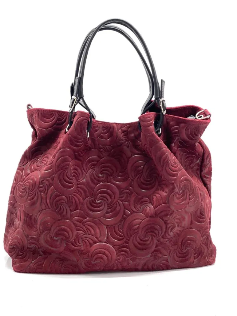 Handcrafted Leather Bag With Floral Decoration