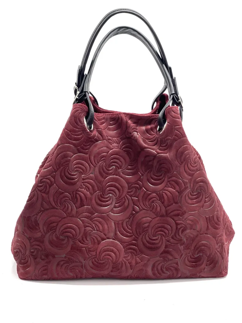 Handcrafted Leather Bag With Floral Decoration