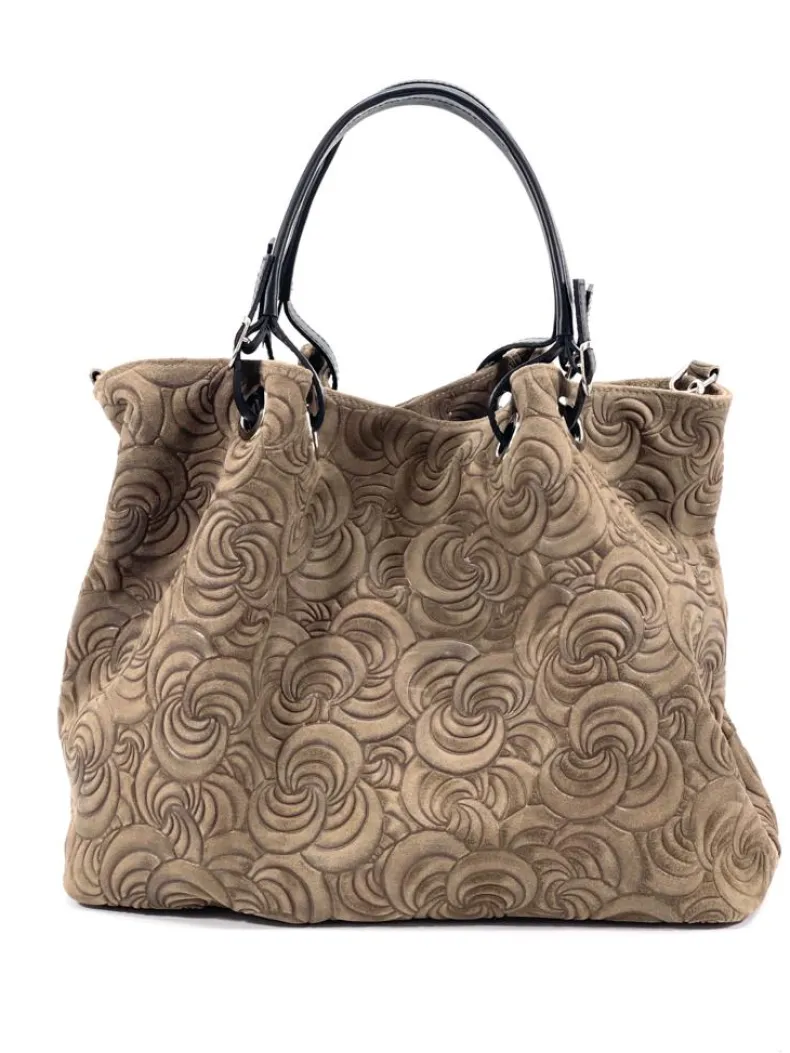 Handcrafted Leather Bag With Floral Decoration