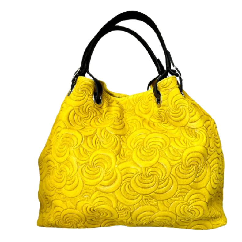 Handcrafted Leather Bag With Floral Decoration