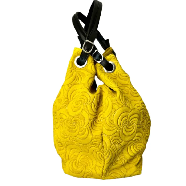 Handcrafted Leather Bag With Floral Decoration