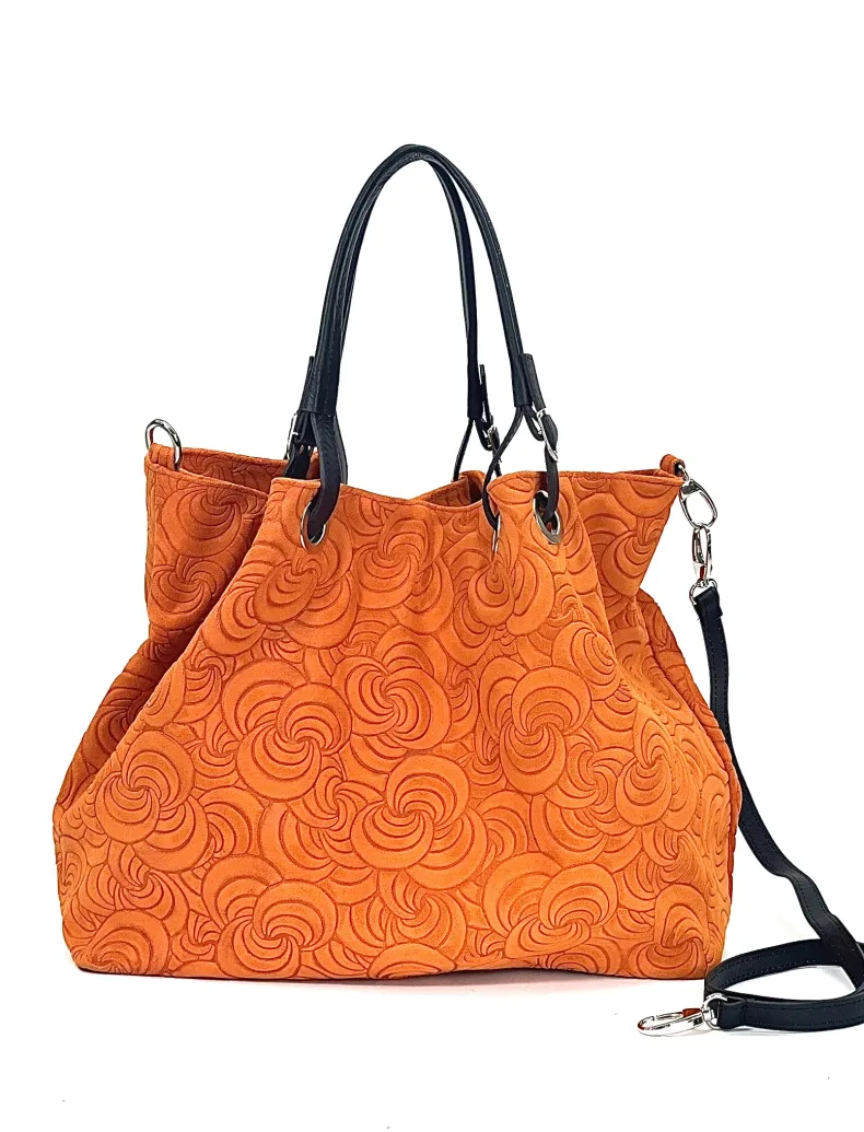 Handcrafted Leather Bag With Floral Decoration