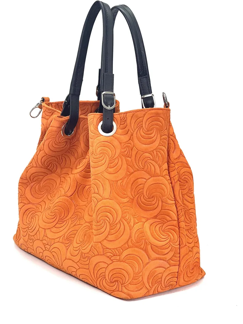 Handcrafted Leather Bag With Floral Decoration