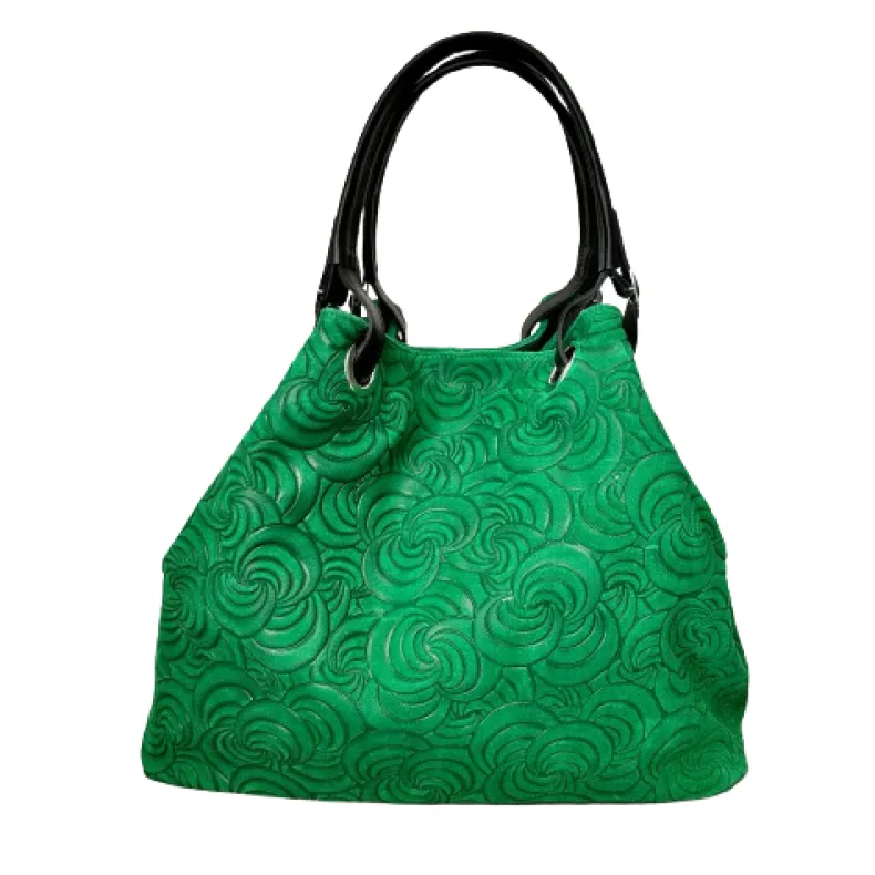 Handcrafted Leather Bag With Floral Decoration