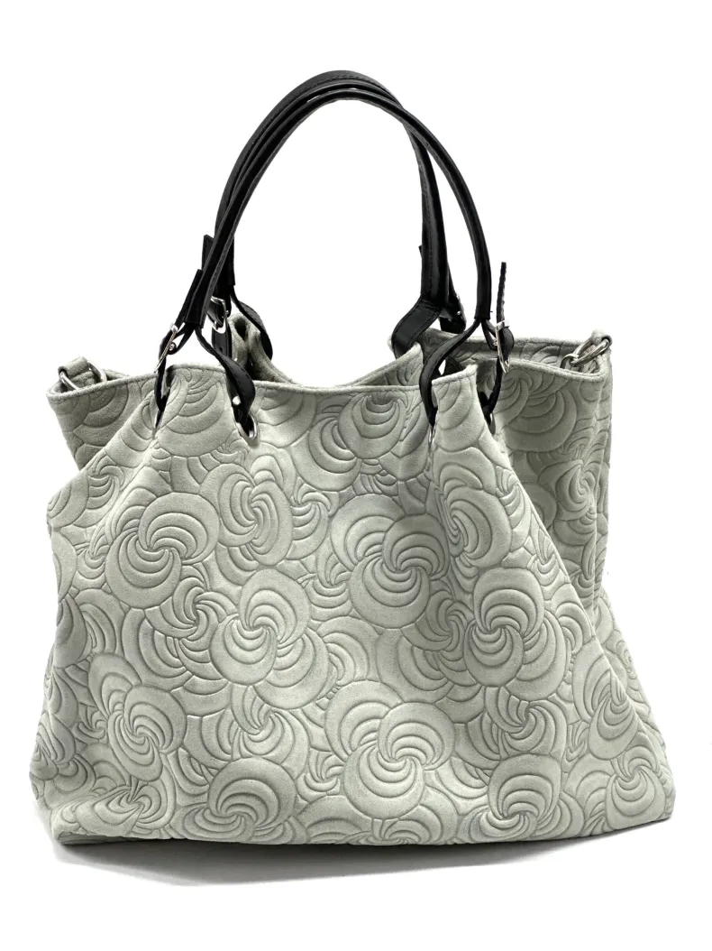 Handcrafted Leather Bag With Floral Decoration