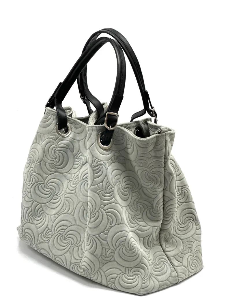 Handcrafted Leather Bag With Floral Decoration