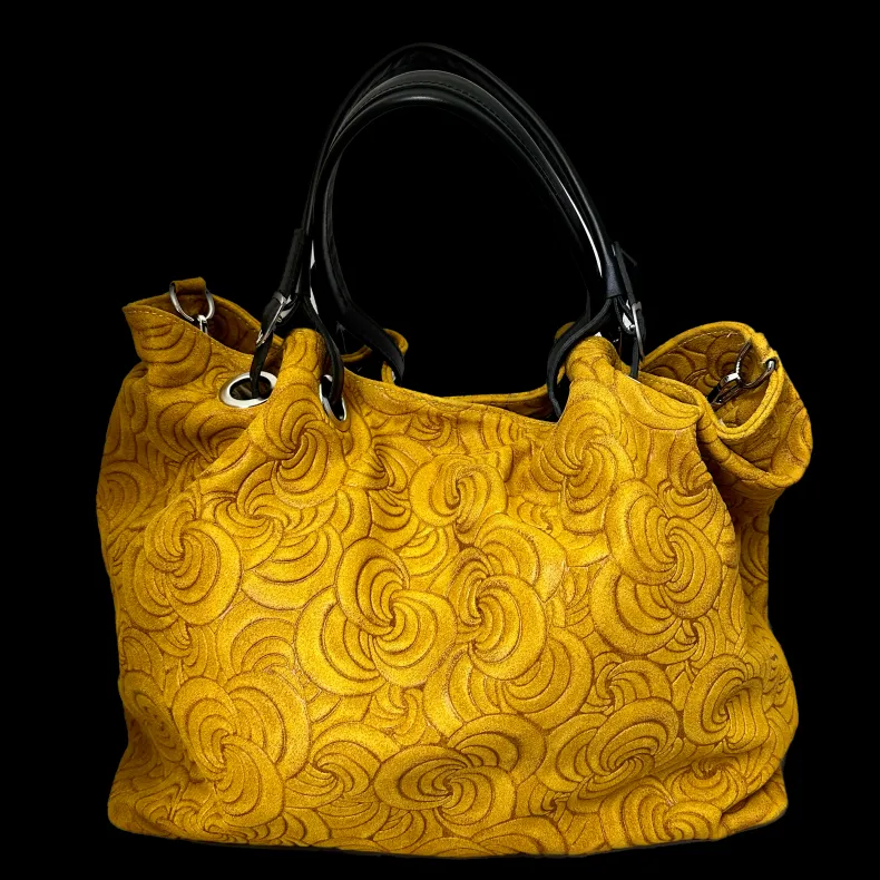Handcrafted Leather Bag With Floral Decoration