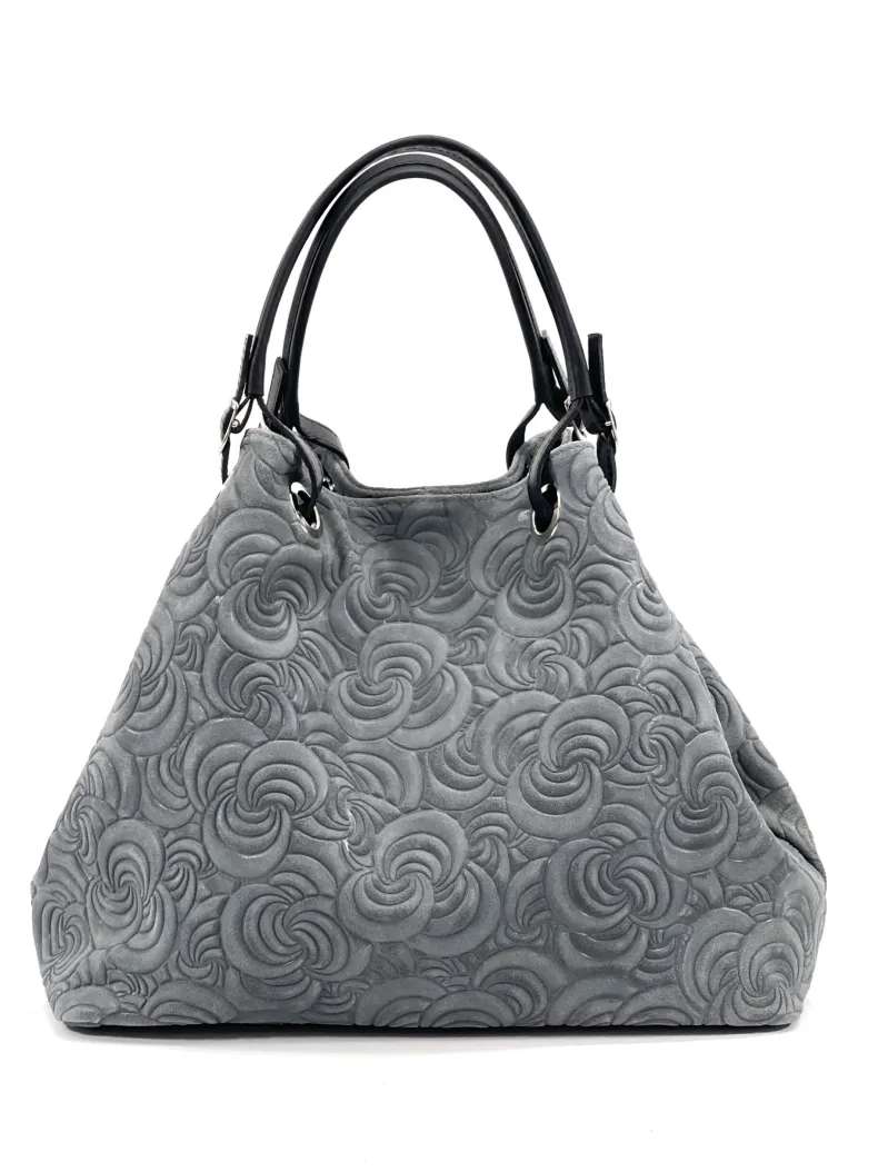 Handcrafted Leather Bag With Floral Decoration