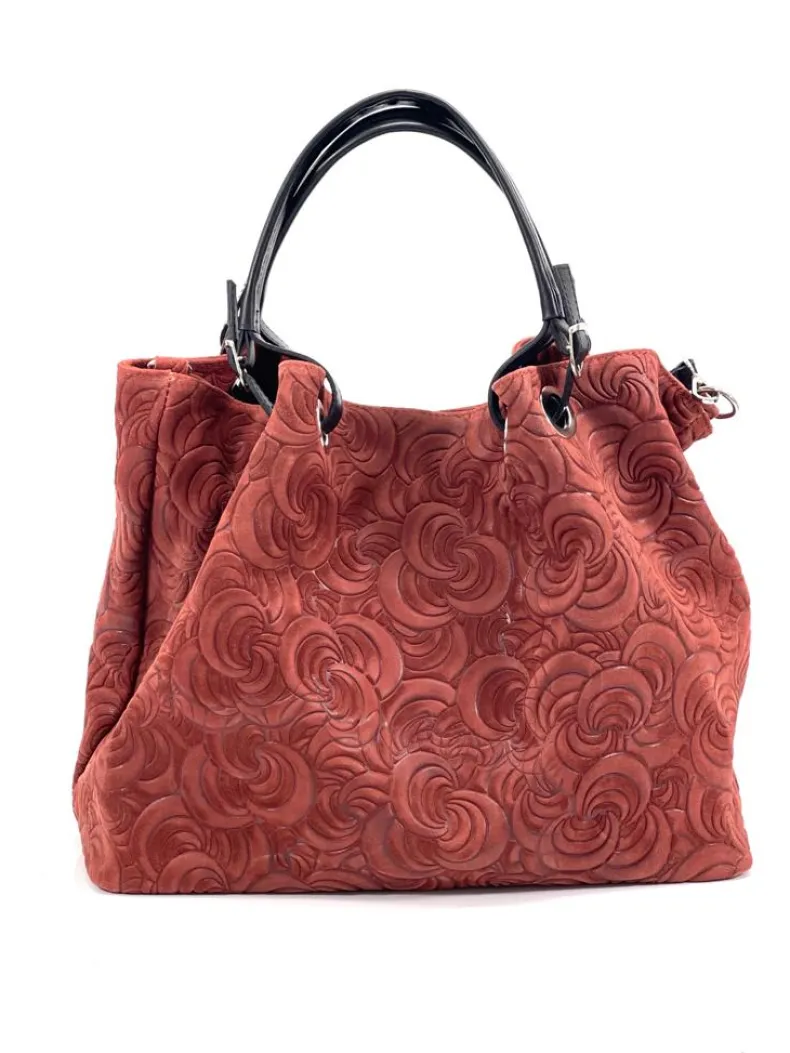 Handcrafted Leather Bag With Floral Decoration