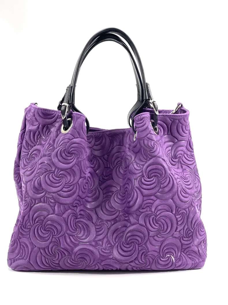 Handcrafted Leather Bag With Floral Decoration
