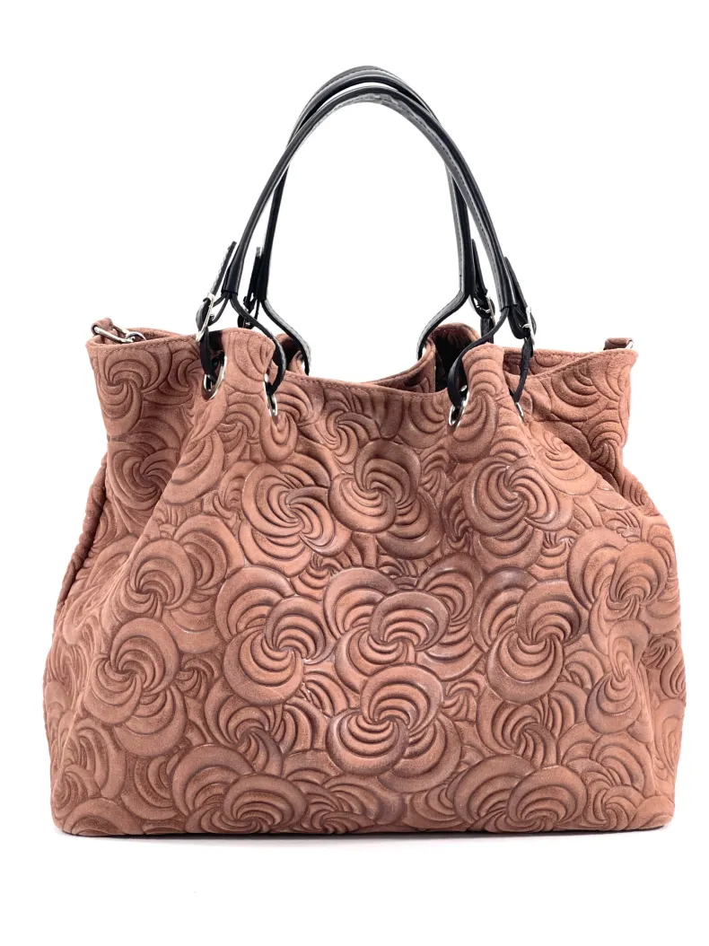 Handcrafted Leather Bag With Floral Decoration