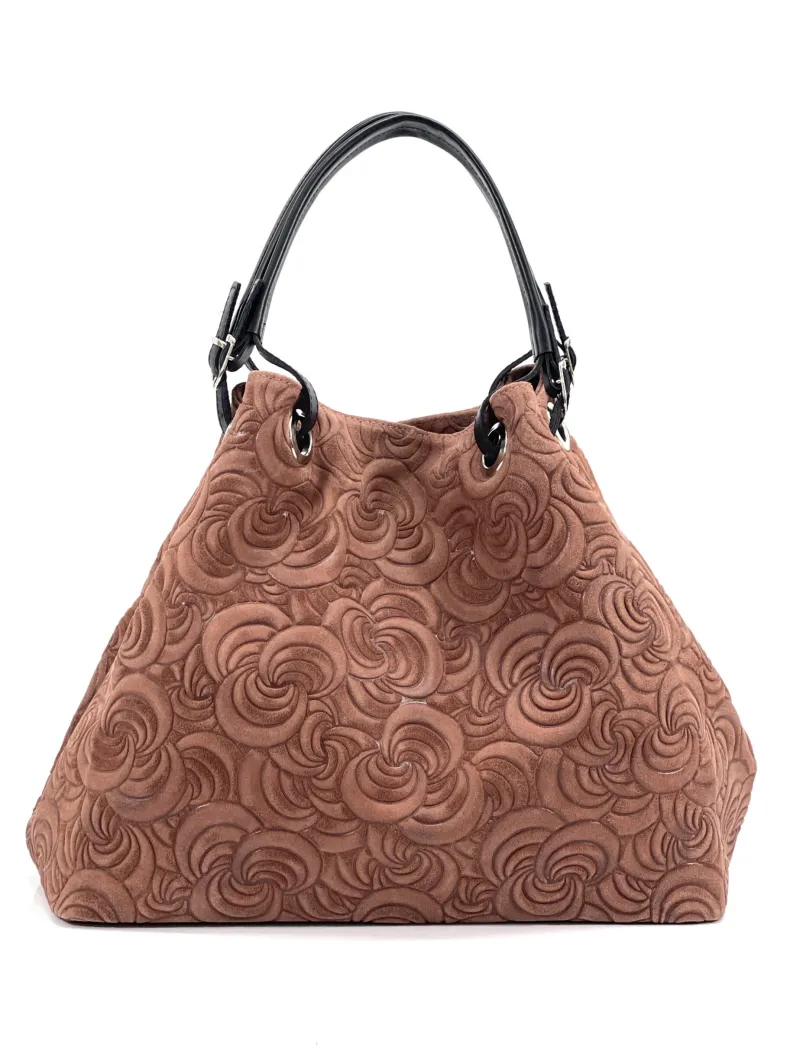 Handcrafted Leather Bag With Floral Decoration