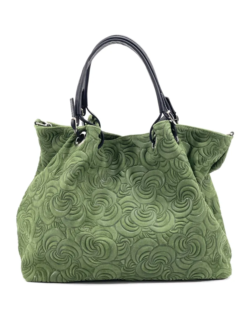 Handcrafted Leather Bag With Floral Decoration