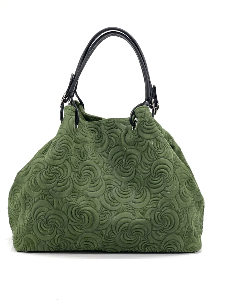 Handcrafted Leather Bag With Floral Decoration