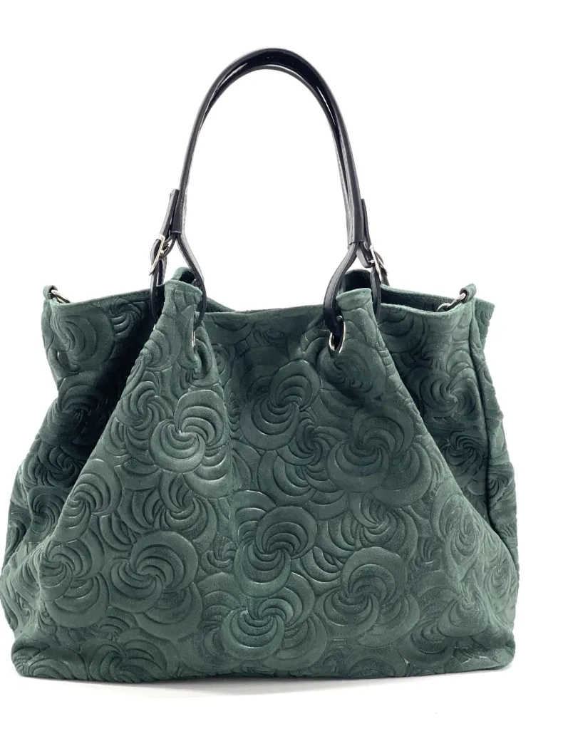 Handcrafted Leather Bag With Floral Decoration