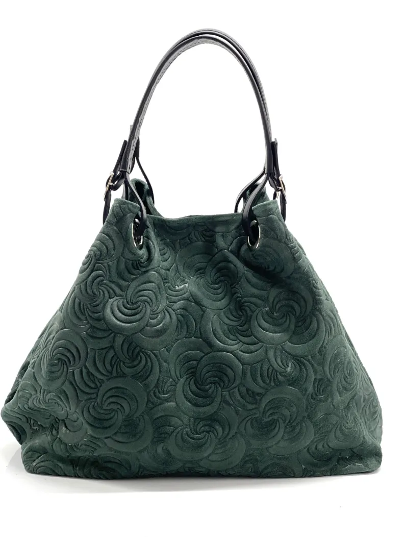 Handcrafted Leather Bag With Floral Decoration