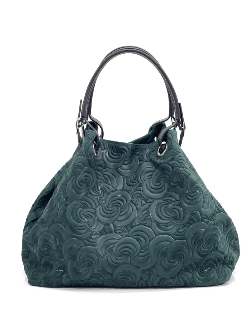 Handcrafted Leather Bag With Floral Decoration