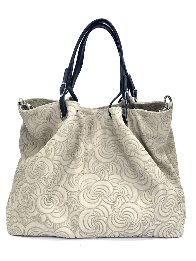 Handcrafted Leather Bag With Floral Decoration