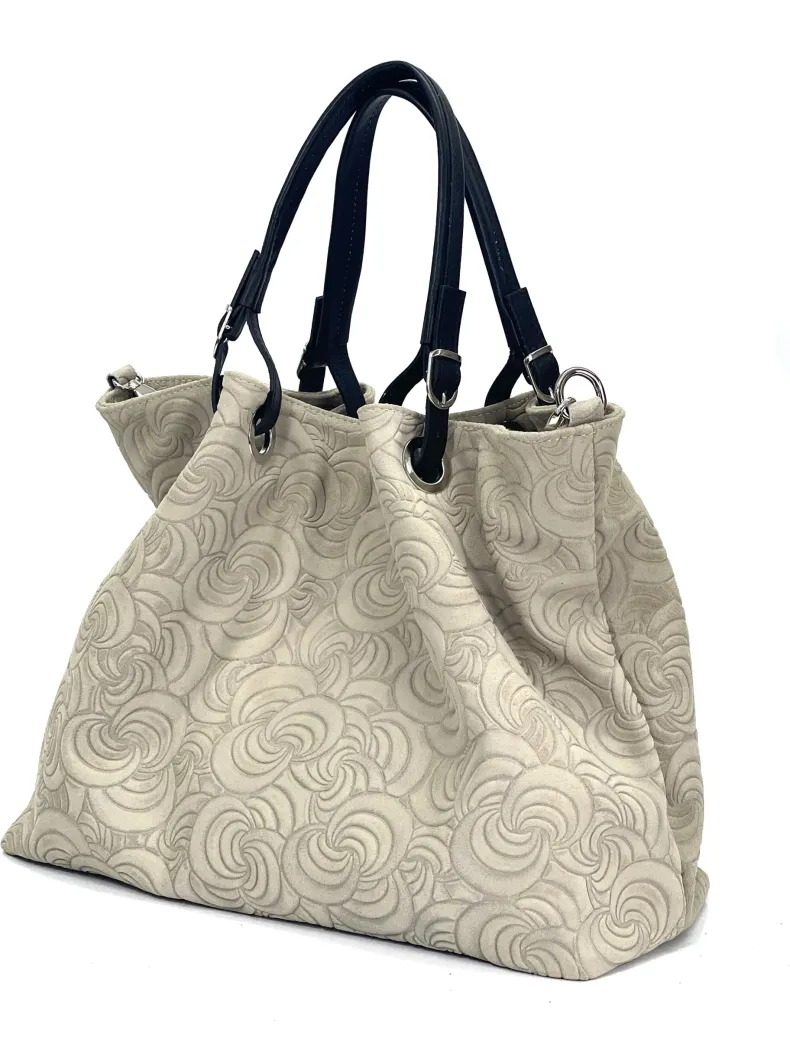 Handcrafted Leather Bag With Floral Decoration