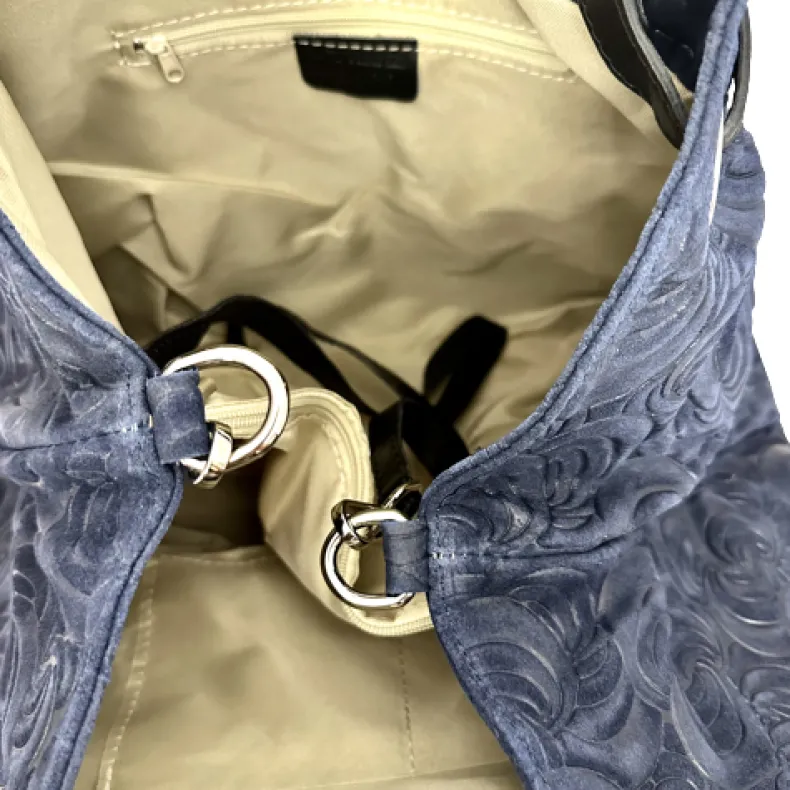 Handcrafted Leather Bag With Floral Decoration