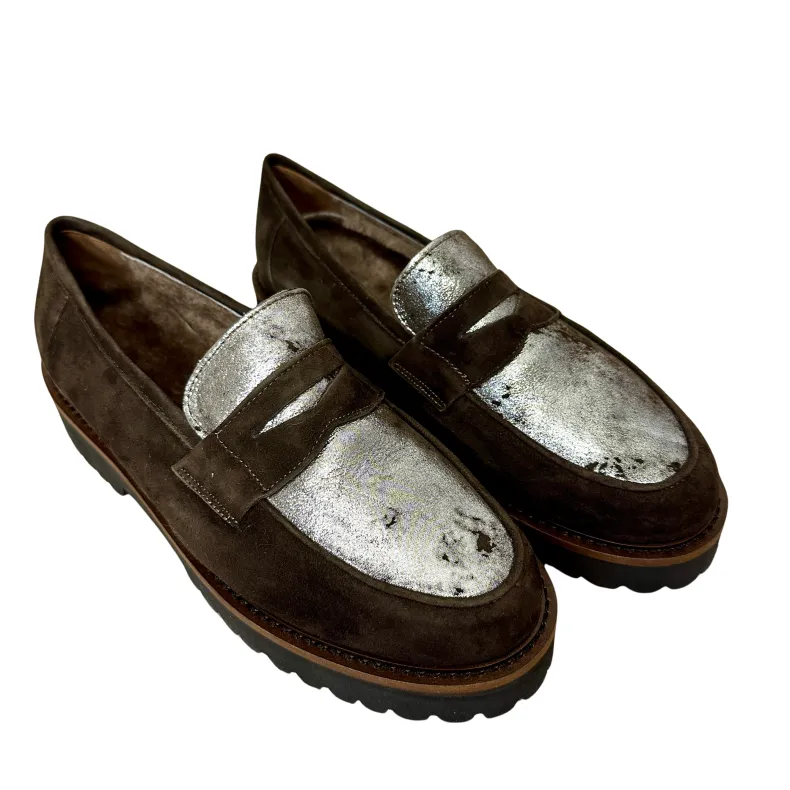 Handcrafted Moccasin In Dark Brown Suede And Lambskin Lining