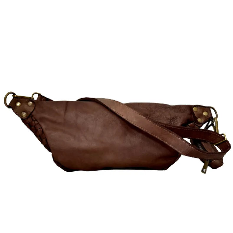 Handcrafted Pouch In Woven Leather With Coin Purse