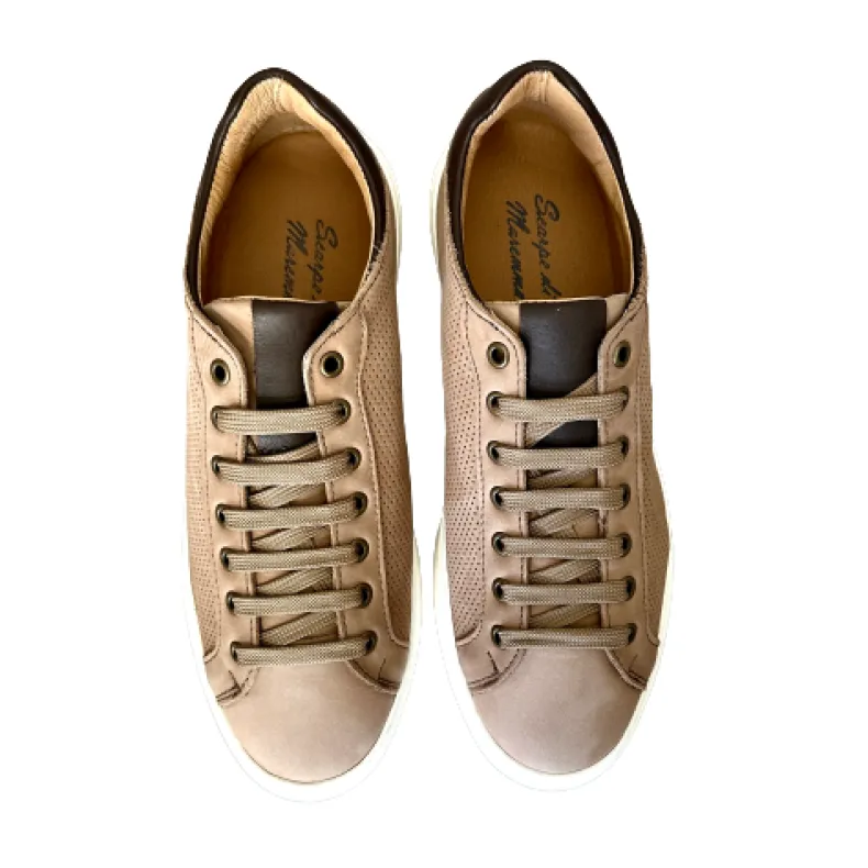 Handcrafted Sneaker In Taupe Nubuck