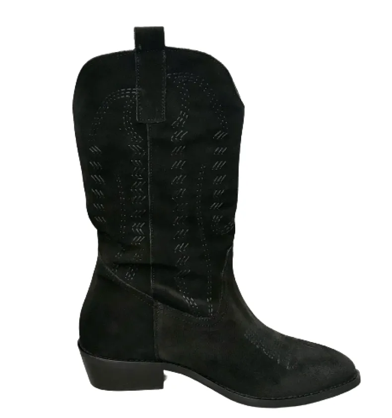 Handcrafted Texan In Black Medium Split Leather