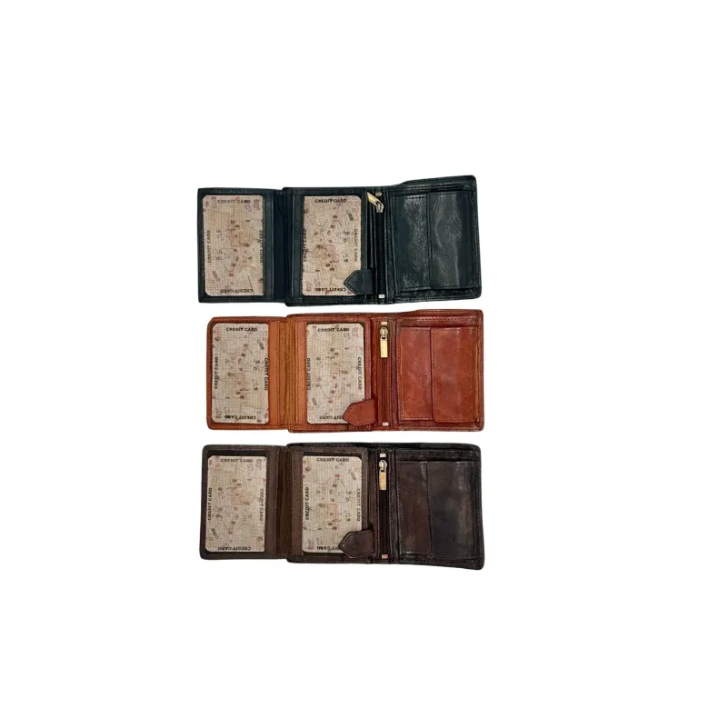 Handcrafted Vertical Washed Leather Wallet S