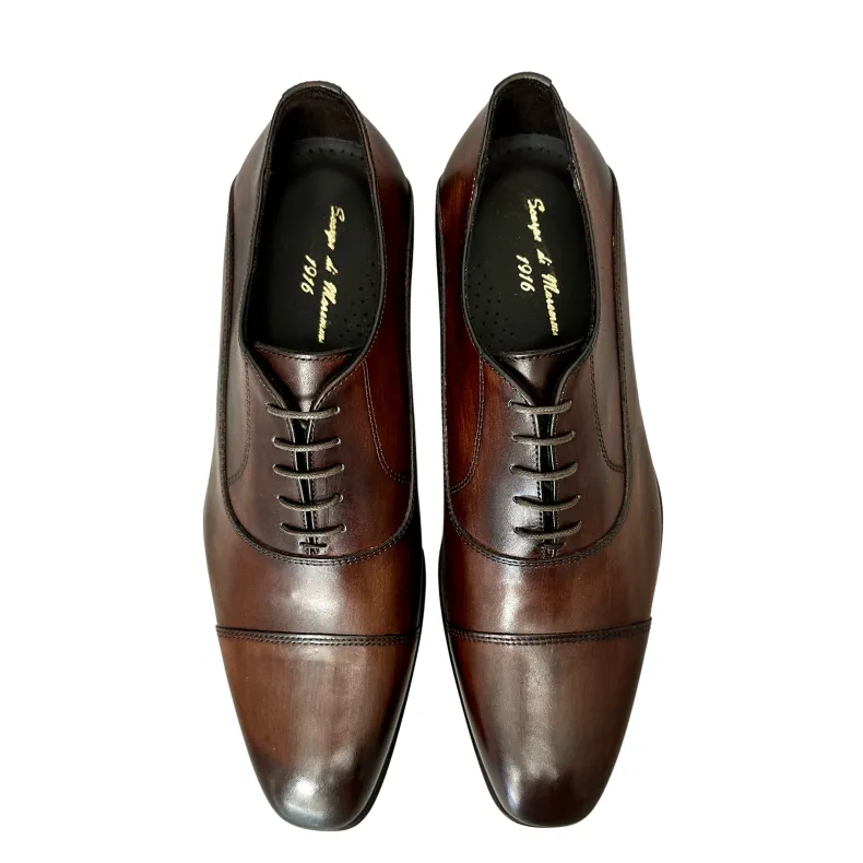 Hand-faded Brogues In Dark Brown, Stitched By Blake
