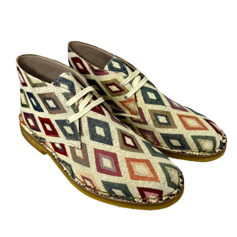 Handmade Ankle Boot Light Rhombuses